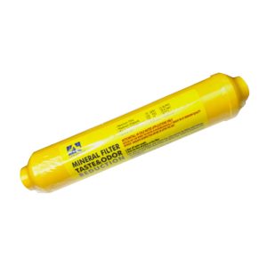 10-inch inline mineral filter cartridge made in Taiwan for RO water purifiers, used to add essential minerals and improve water taste, mineral filter taiwan cartridge